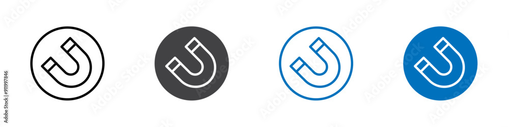 Magnet icon Logo sign in thin line outline Magnet icon Logo sign in thin line outline