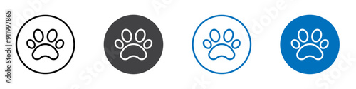 Paw icon Logo sign in thin line outline