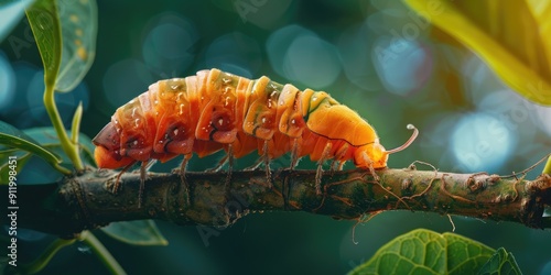 Box tree moth Cydalima perspectalis pupa in its natural habitat an invasive insect species causing damage in gardens photo