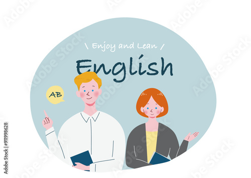 英会話教室の外国人の先生のイラスト