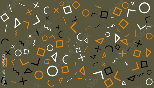 background Memphis seamless pattern, trendy Memphis style Geometric seamless pattern with different color shapes, for background website, wallpaper Personal computer, etc.