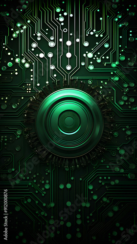 Digital technology green abstract geometric circuit graphic poster background