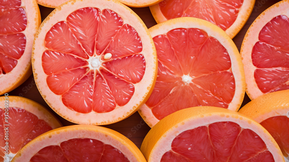Pink citrus fruit slices Pink citrus fruit slices