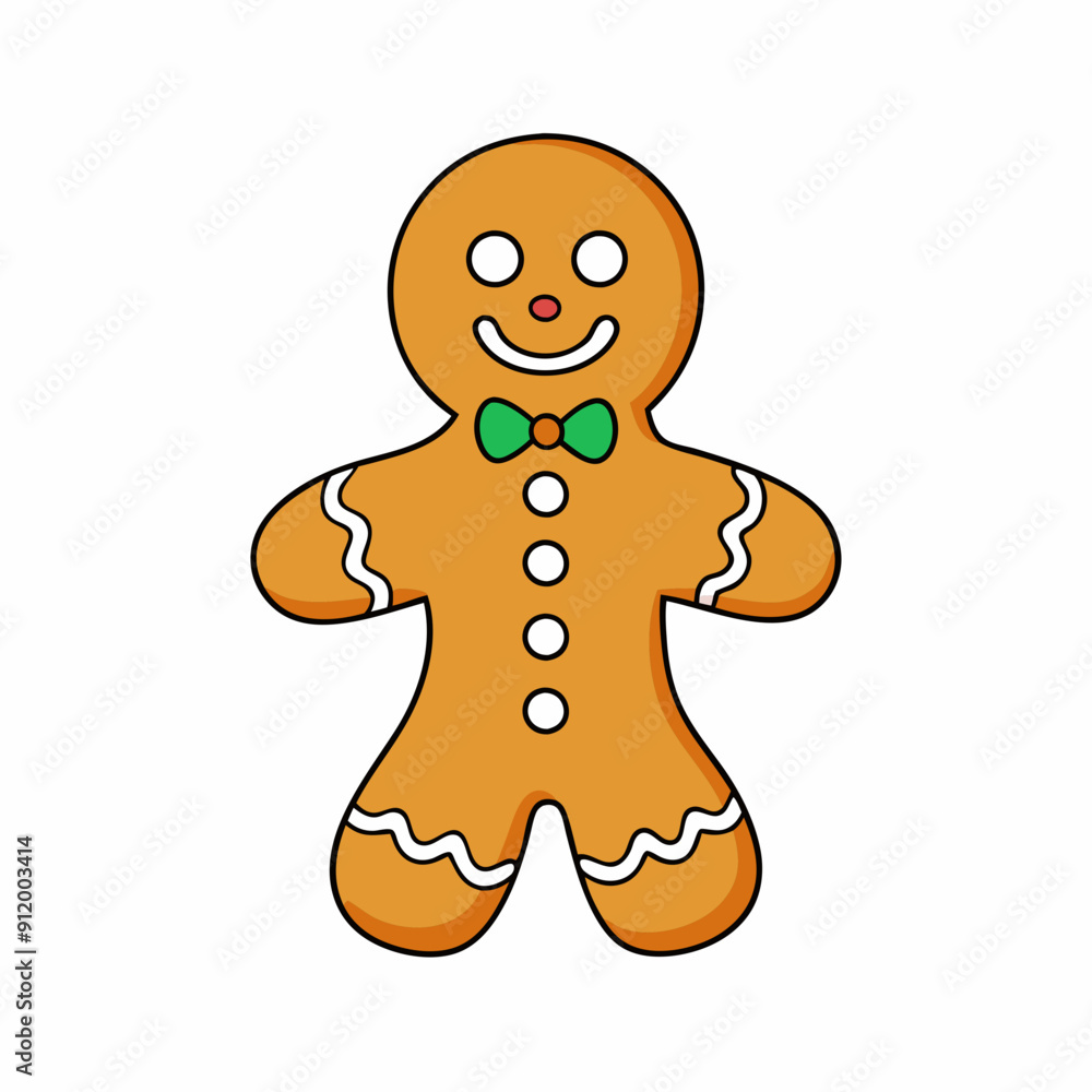Obraz premium gingerbread man isolated on white, gingerbread person vector illustration, Christmas gingerbread vector art, christmas gingerbread man with house silhouette, ingerbread vector icon, eps