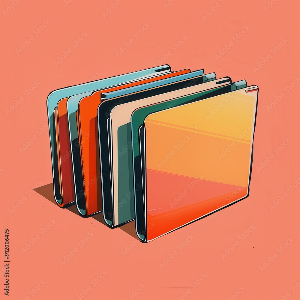 Colorful folders arranged artisticly against a vibrant backdrop, perfect for office or organization themed projects. Colorful folders arranged artisticly against a vibrant backdrop, perfect for office or organization themed projects.