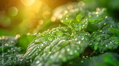 Wallpaper Mural Water droplet on green leaf, nature closeup. Torontodigital.ca