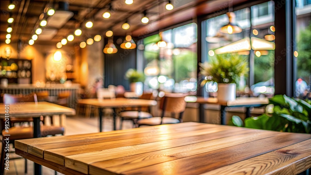 Empty wood table in cafe setting with blurred background, Coffee, shop, interior, wooden, table, empty, furniture, cafe Empty wood table in cafe setting with blurred background, Coffee, shop, interior, wooden, table, empty, furniture, cafe