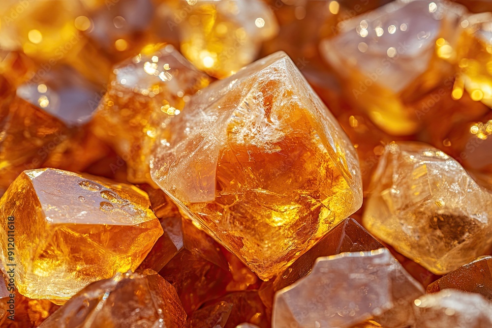 A pile of amber ice glimmers A pile of amber ice glimmers