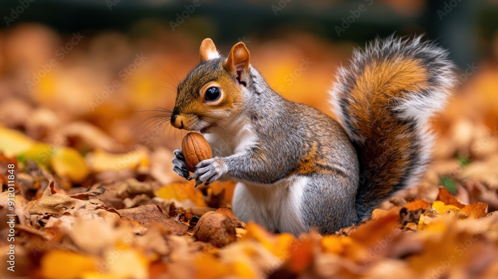 Squirrel Enjoying a Nut in Autumn Squirrel Enjoying a Nut in Autumn