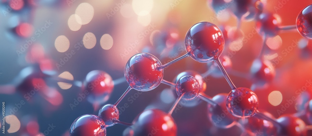 Abstract Molecular Structure in Red and Blue Tones Abstract Molecular Structure in Red and Blue Tones