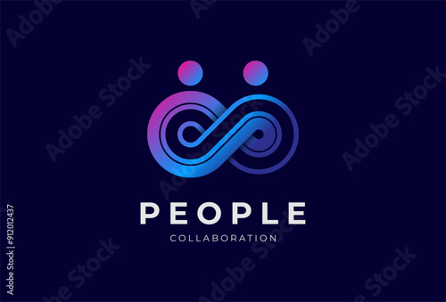 People logo design, human with infinity icon combination, people Logo design template, vector illustration