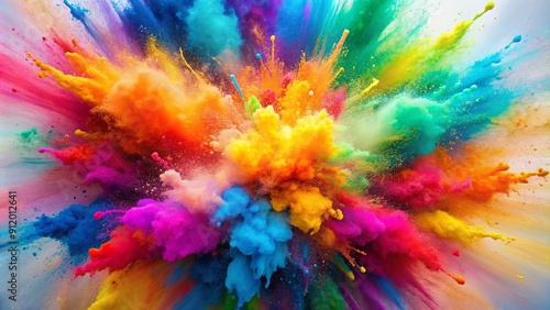 Colorful burst of watercolor paint explosion, abstract vibrant background for Holi festival celebration