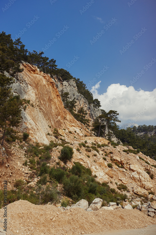 Scenic Mountain Landslide in a Forested Landscape Scenic Mountain Landslide in a Forested Landscape