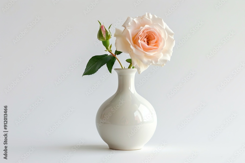 white rose in a vase. White vase with white roses. Generative AI white rose in a vase. White vase with white roses. Generative AI