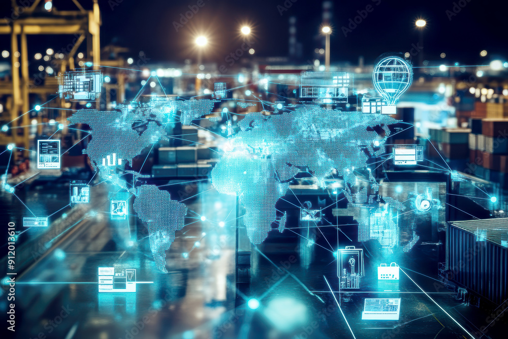 Distribution and logistics concept of global digital internet marketing and business. AI generative. Distribution and logistics concept of global digital internet marketing and business. AI generative.