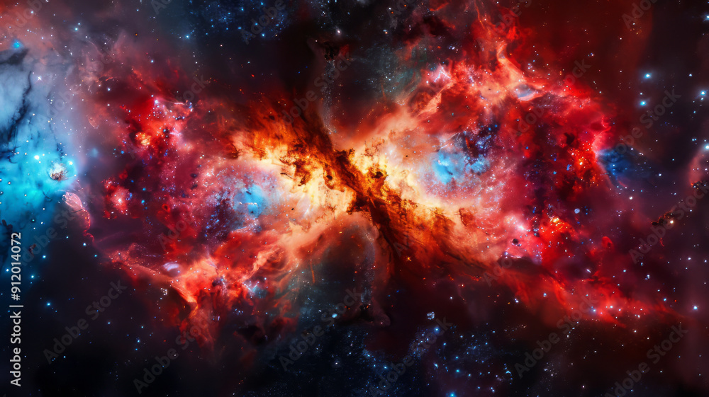 Fototapeta premium A cosmic galaxy scene with vibrant stars and nebulae,generative ai
