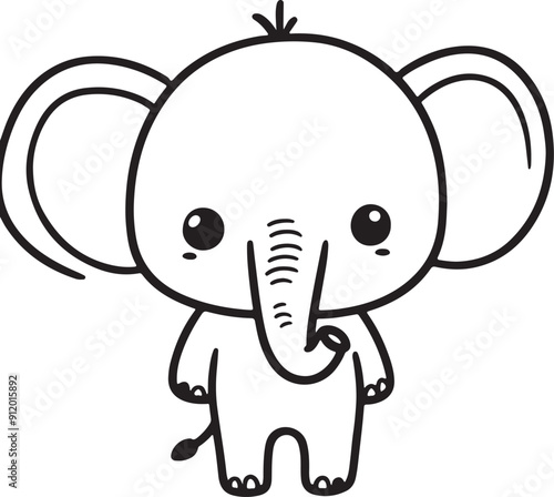 A cute elephant line art design.