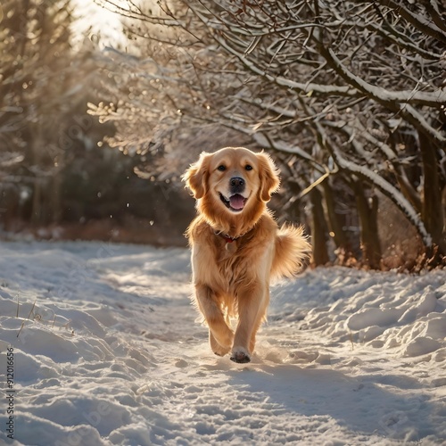 golden retriever in the snow