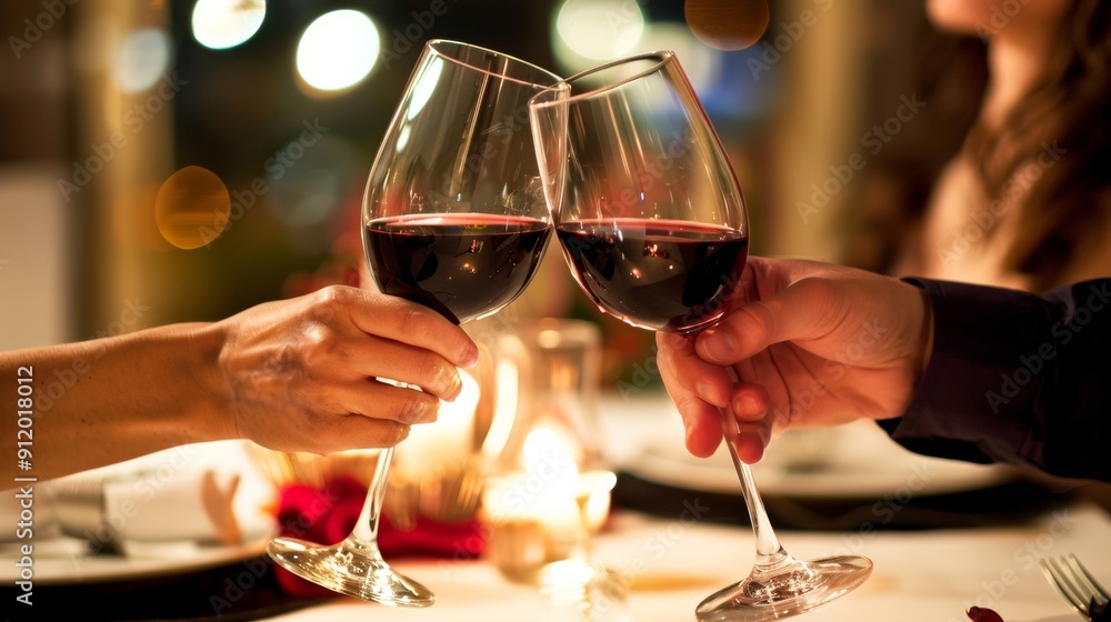 two people toasting with a restaurant background two people toasting with a restaurant background