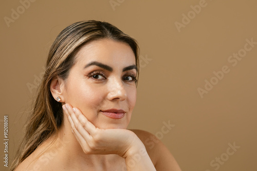Leaning on hand beauty portrait