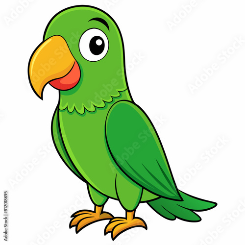 green parrot on a branch isolated on white, green parrot vector illustration, bird vector art, green parrot silhouette, cartoon parrot vector icon, eps