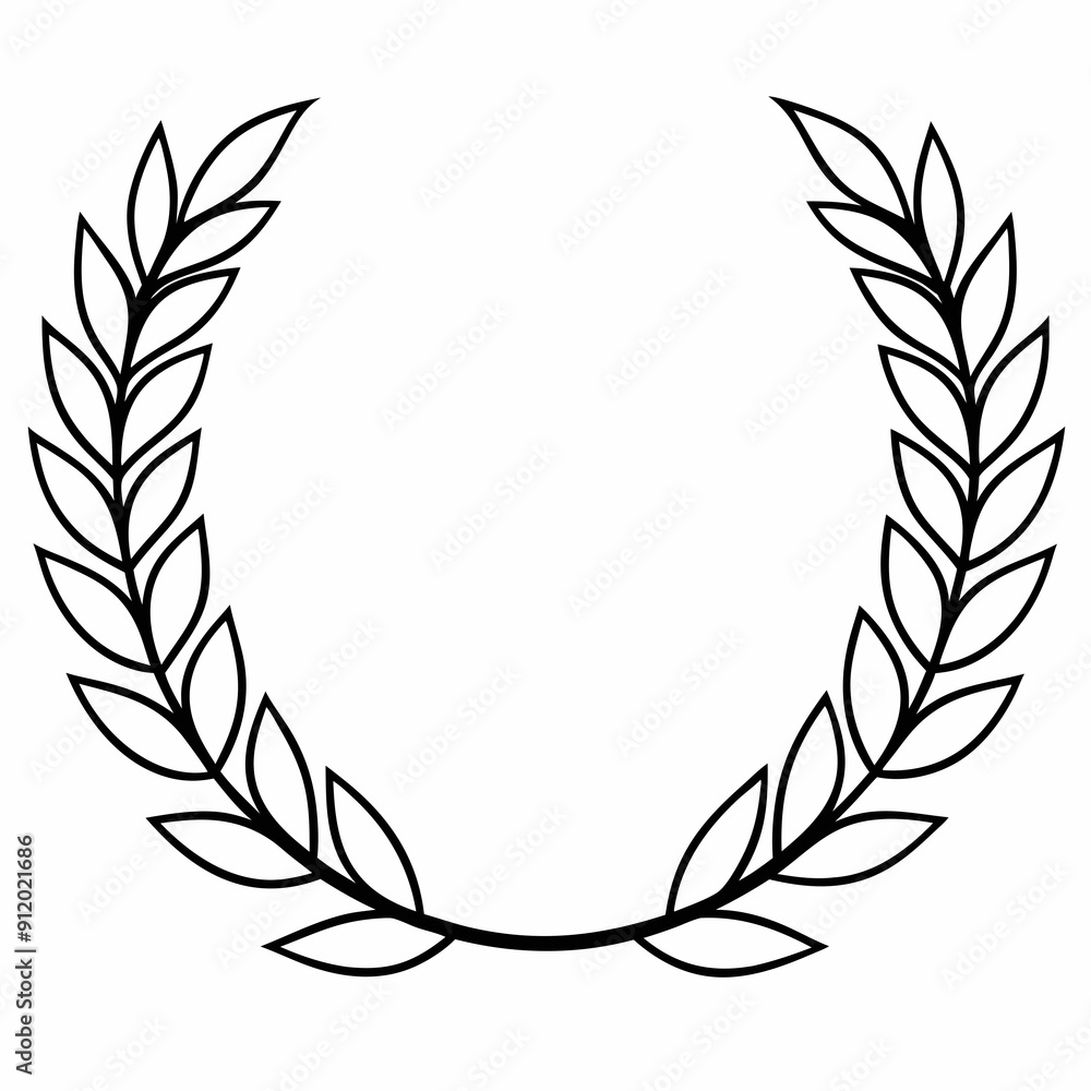 laurel wreath isolated on white, laurel wreath vector illustration, Christmas wreath vector art, laurel wreath silhouette, Line art laurel wreath vector icon, eps laurel wreath isolated on white, laurel wreath vector illustration, Christmas wreath vector art, laurel wreath silhouette, Line art laurel wreath vector icon, eps