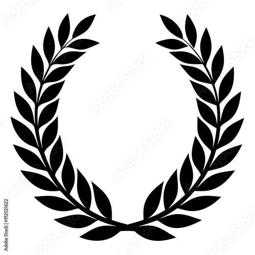 laurel wreath isolated on white, laurel wreath vector illustration, Christmas wreath vector art, laurel wreath silhouette, Line art laurel wreath vector icon, eps