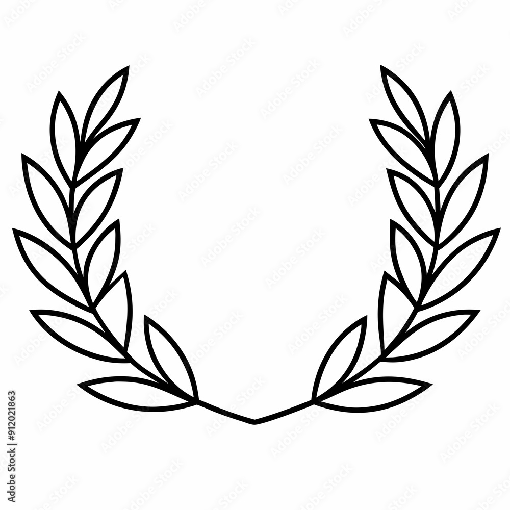 laurel wreath isolated on white, laurel wreath vector illustration, Christmas wreath vector art, laurel wreath silhouette, Line art laurel wreath vector icon, eps laurel wreath isolated on white, laurel wreath vector illustration, Christmas wreath vector art, laurel wreath silhouette, Line art laurel wreath vector icon, eps