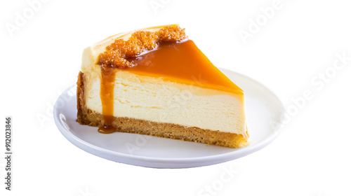 Caramel cake closeup transparent isolated