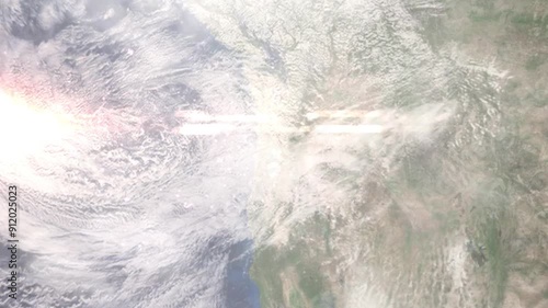 Wallpaper Mural Earth zoom in from space and focus on Kaiser, Oregon, USA. Background for travel intro or blog. Satellite view. 3D style Animation. Images from NASA. Torontodigital.ca