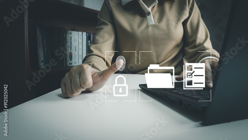 Verification of information with finger print by smart phone, Internet security, online document management, 2-step verification, confirm transaction and identity