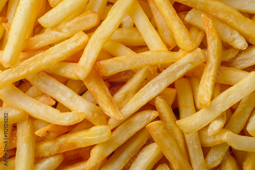 Full frame of French fries. Top view. Generative AI