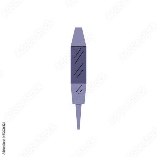 Center punch with brass handle vector icon, blacksmith or farrier steel tool, forge craft equipment, repair instrument