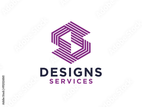 Abstract Initial Letter S Logo. Geometric Hexagonal Line isolated on White Background. Usable for Business, Building and Technology Logos.