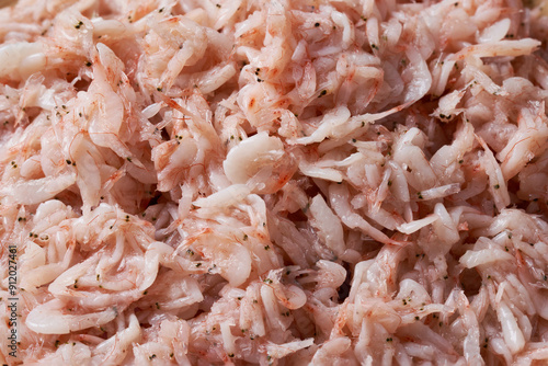 close up salt ferment shrimp or saeujeot korean food background texture