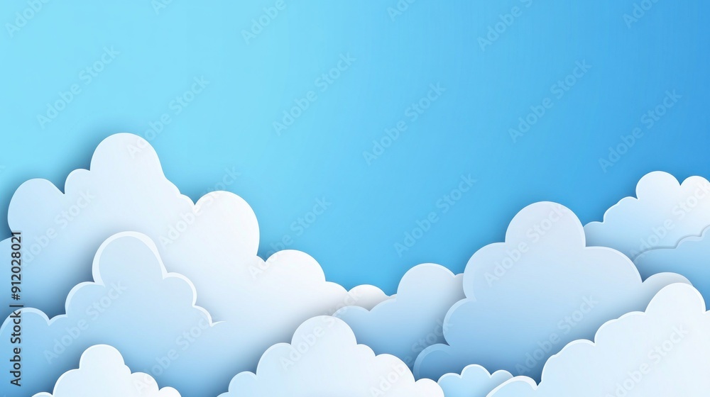 Paper Cutout Clouds Against a Blue Sky Paper Cutout Clouds Against a Blue Sky