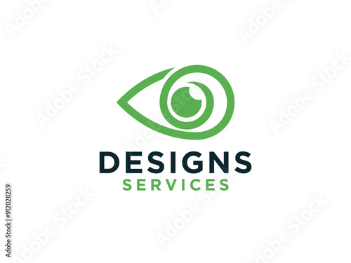 Abstract Eye Logo. Style with Eyeball isolated on White Background. Usable for Business and Technology Logos.