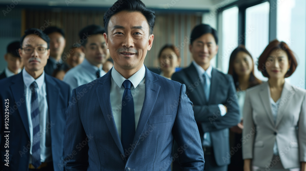 Experienced mid-aged Asian businessman professionals, backed by a capable staff, apply their extensive expertise to maintain continuous and efficient business operations. Experienced mid-aged Asian businessman professionals, backed by a capable staff, apply their extensive expertise to maintain continuous and efficient business operations.
