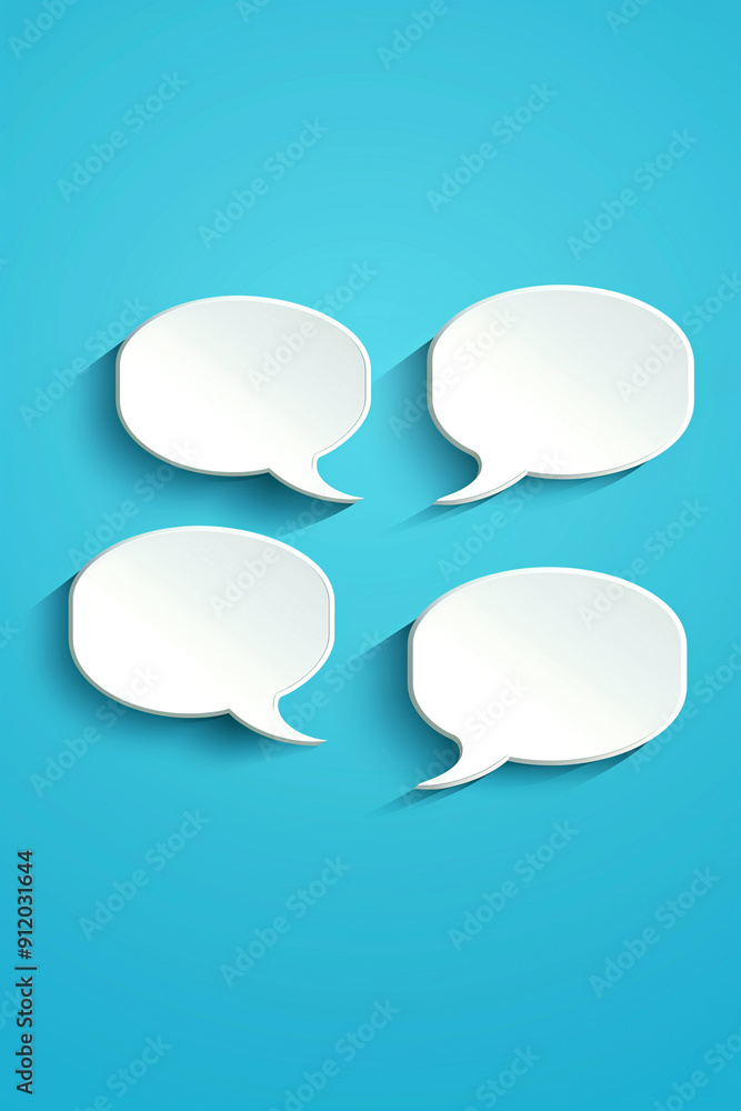 Illustration of blank white speech bubbles for communication concepts Illustration of blank white speech bubbles for communication concepts