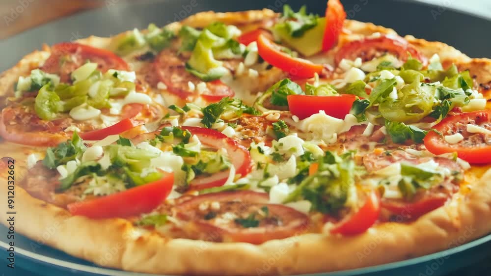 Gourmet Delight: Close-Up of Vegetable Topped Pizza