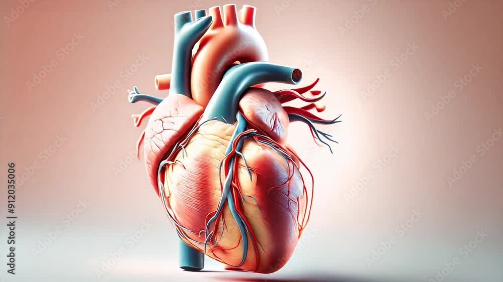 Realistic 3D Beating Heart Anatomy Animation - Detailed Vascular System ...