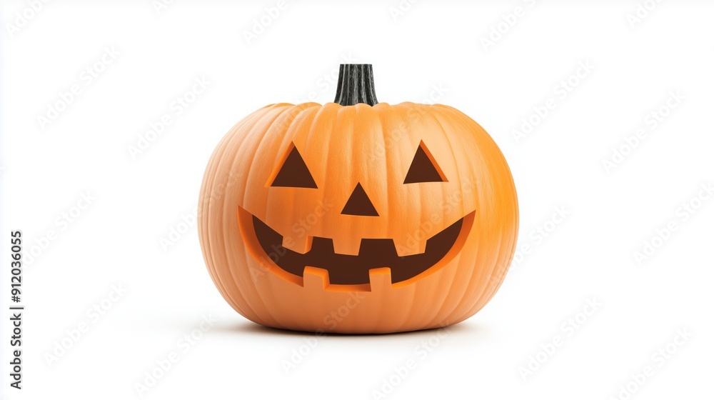 Smiling halloween pumpkin carved with classic features for festive decor in autumn, 3d illustration. Smiling halloween pumpkin carved with classic features for festive decor in autumn, 3d illustration.