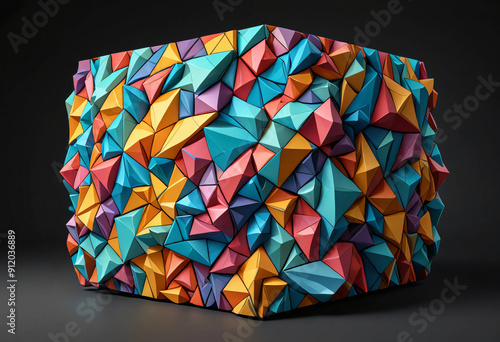 3d red yellow blue and green geometric pattern design