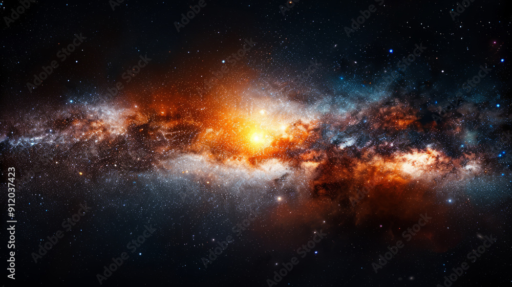 Obraz premium A cosmic galaxy scene with vibrant stars and nebulae,generative ai