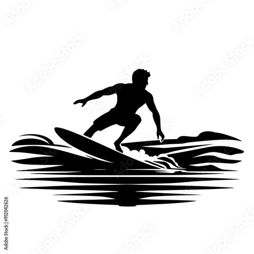 Silhouette surfer vector illustration 