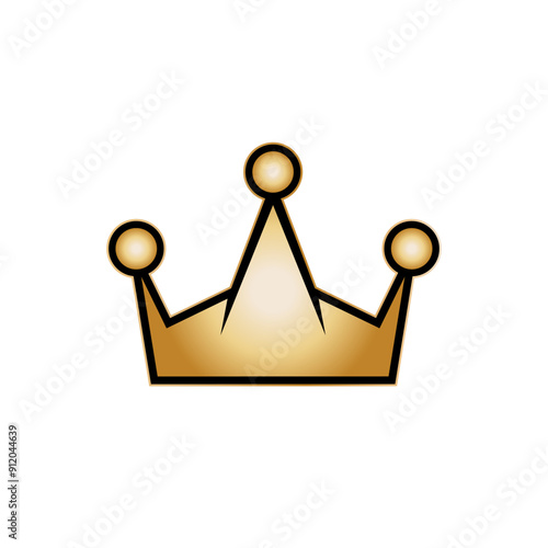 Golden Crown Icon. King, Royal. Kingdom Symbol for Design, Presentation, Website or Apps Elements - Vector.      