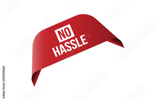 No Hassle red ribbon label banner.