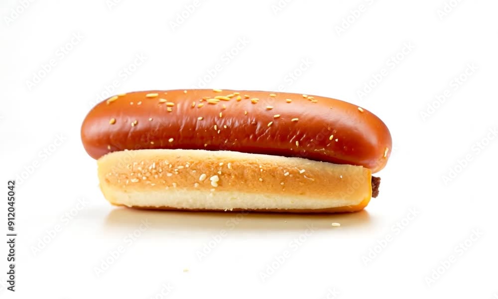 Hot Dog, Top View, White Background Hot Dog, Top View, White Background