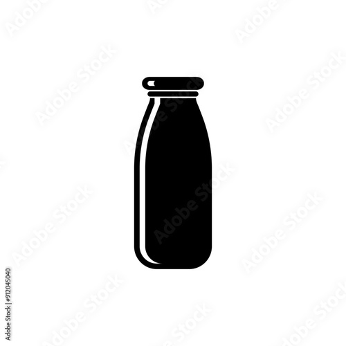 Glass Milk Bottles. Dairy Symbol for Design Elements, Websites, Presentation and Application - Vector. 