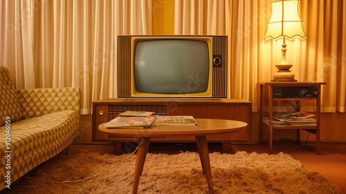 Nostalgic 60s Living Room with Vintage TV